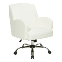 OSP Home Furnishings JLTSA-U11 Joliet Office Chair in White Faux Leather with Chrome Base